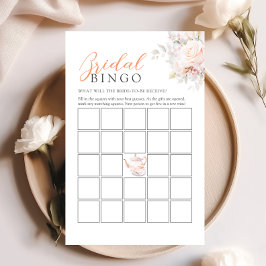 Elegante Rose Tea Party Brautparty Bingo Game