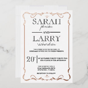 Elegante Rose Traditionelle Hochzeit Folieneinladung