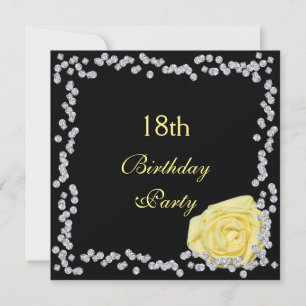 Elegante Rose u. Diamant-18. Geburtstag Einladung