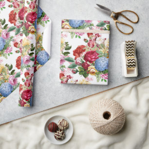 Elegante Rose und Hortensien Blumenhandwerk oder G Geschenkpapier