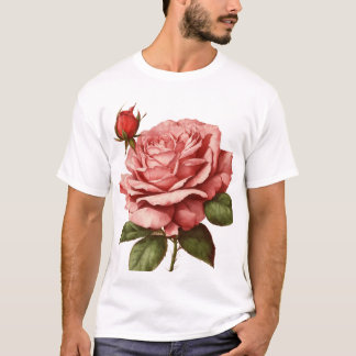 "Elegante Rose und Knospenblüte – Ein zeitloses V T-Shirt