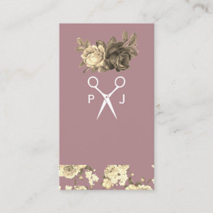 Elegante Rose und Muster-Salon-Shears Monogramm Visitenkarte
