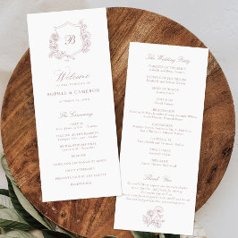 Elegante Rose Wappen Monogram Wedding Programm