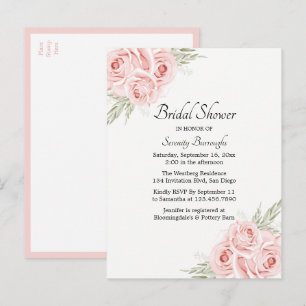 Elegante Rose Wasserfarben Rosa Brautparty Einladungspostkarte