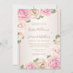 Elegante Rose Watercolor Floral Engagement Party Einladung