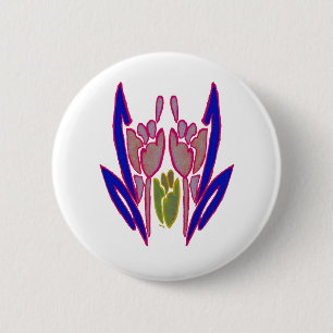 Elegante Rose Watercolor Kunst, Dichtung und Musik Button