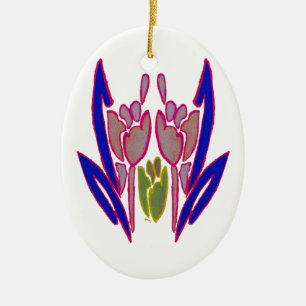 Elegante Rose Watercolor Kunst, Dichtung und Musik Keramik Ornament