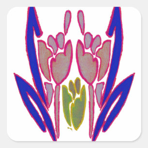 Elegante Rose Watercolor Kunst, Dichtung und Musik Quadratischer Aufkleber