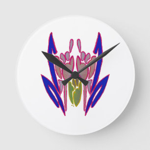 Elegante Rose Watercolor Kunst, Dichtung und Musik Runde Wanduhr