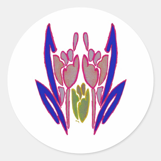 Elegante Rose Watercolor Kunst, Dichtung und Musik Runder Aufkleber (Vorderseite)