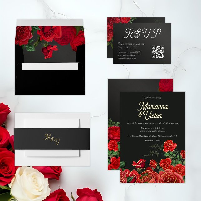 Elegante Rose Wedding Invitation Bly Band (Von Creator hochgeladen)