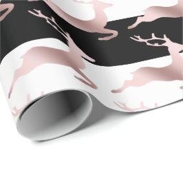Elegante Rose Weihnachtsrentiermuster Geschenkpapier