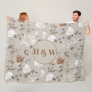 Elegante Rose & Weinmuster Fleece Blanket