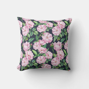 Elegante Rose Zweige Wasserfarbe Kissen