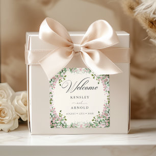 Elegante Roségarten-Hochzeit Quadratischer Aufkleber