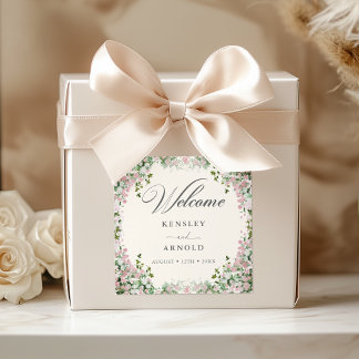 Elegante Roségarten-Hochzeit Quadratischer Aufkleber