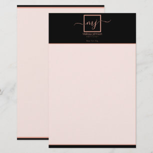 Elegante Roségold auf schwarzer Papeterie Briefpapier