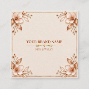 Elegante Roségold-Blumen-Quadrat-Ringkarte Quadratische Visitenkarte
