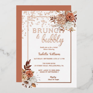 Elegante Roségold Boho-Brautparty-Folien-Einladung Folieneinladung