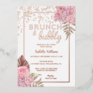Elegante Roségold Boho-Brautparty Folieneinladung