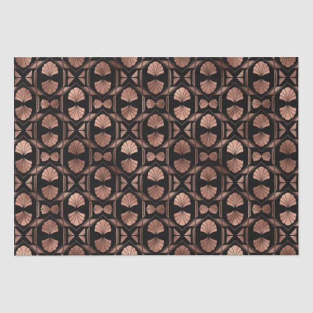 Elegante Roségold-Fächer-Gitter im Art Deco-Stil Seidenpapier (Vorderseite)