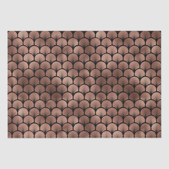 Elegante Roségold-Fächer-Gitter im Art Deco-Stil Seidenpapier (Vorderseite)