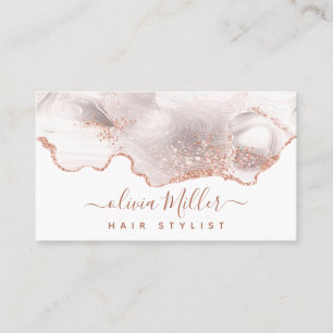 Elegante Roségold-Glitter-Achat-Schick-Marmor-Mode Visitenkarte