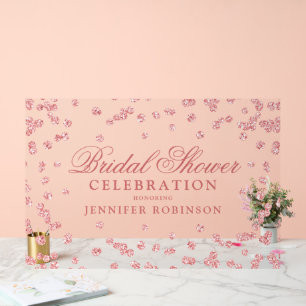 Elegante Roségold Glitter Brautschauer Begrüßung Acrylschild