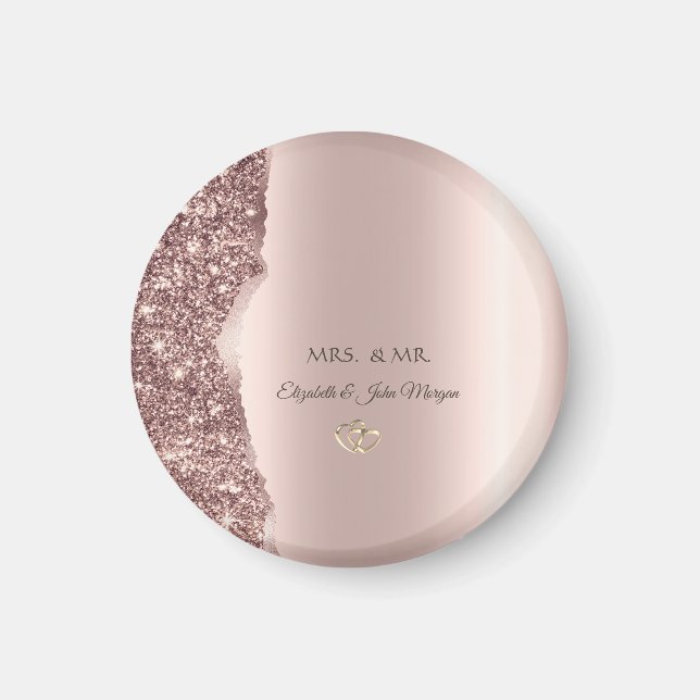 Elegante Roségold Glitter Gold Ringe Magnet (Vorne)