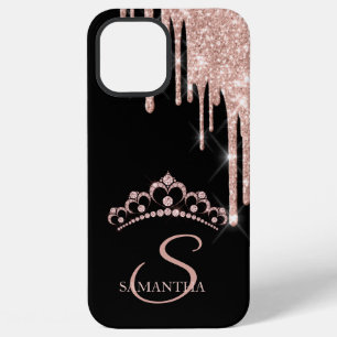 Elegante Roségold Glittertropfen Diamanten Tiara iPhone 12 Pro Max Hülle