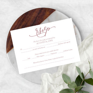Elegante Roségold-Kalligrafie-Hochzeits-RSVP RSVP Karte