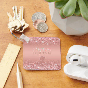 Elegante Roségold Luxus-Schimmer Brautparty Schlüsselanhänger