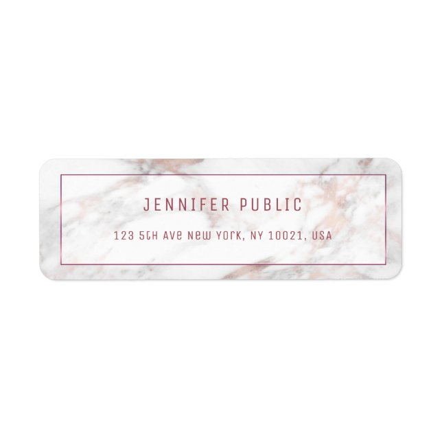 Elegante Rosegold Marble Template-Rücksendeadresse (Vorne)