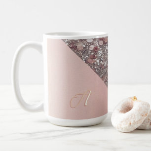 Elegante Roségold-Monogramm Kaffeetasse