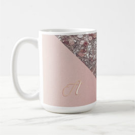 Elegante Roségold-Monogramm Kaffeetasse