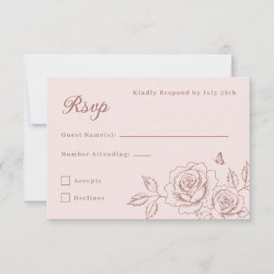 Elegante Roségold-Quinceañera-RSVP RSVP Karte