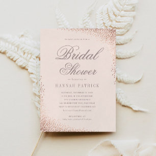 Elegante Roségold-Schimmer-Rosafarbene Hochzeitsdu Einladung