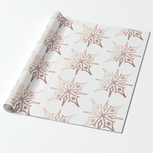 Elegante Roségold-Schneeflocken Weiße Weihnachtsge Geschenkpapier