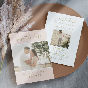 Elegante Roségold-Schrift Hochzeitsfoto Save The Date