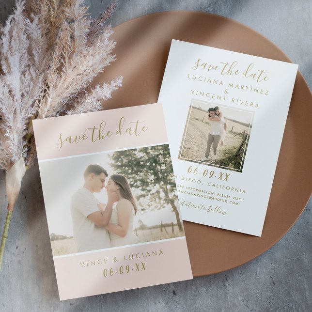 Elegante Roségold-Schrift Hochzeitsfoto Save The Date (Von Creator hochgeladen)