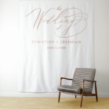 Elegante Roségold-Schrift Kalligrafie Weiße Hochze
