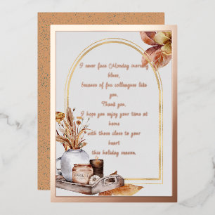 Elegante Roségold-Schrift & Rahmen Kollegen Folien Feiertagskarte