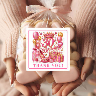 Elegante Roségold-Sparkling 30. Geburtstags-Aufkle Quadratischer Aufkleber