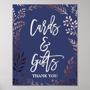 Elegante Roségold- und Navy-Karten & Geschenke Sch Poster