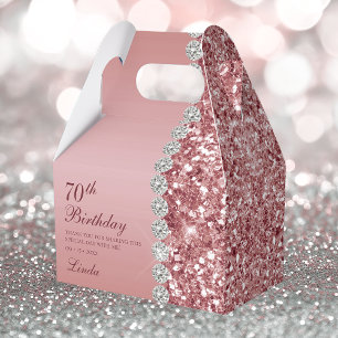 Elegante Roségoldene 70. Geburtstagsfeier Geschenkschachtel