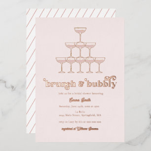 Elegante roségoldene Brunch- und Sekt-Hochzeitsdus Folieneinladung