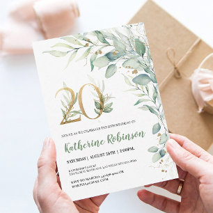Elegante roségoldene Einladung zum 20. Geburtstag 