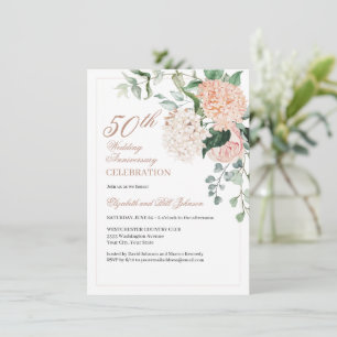 Elegante roségoldene florale Hochzeits-Jubiläumsei Einladung