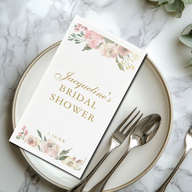 Elegante roségoldene florale maßgeschneiderte Brau Serviette (Von Creator hochgeladen)