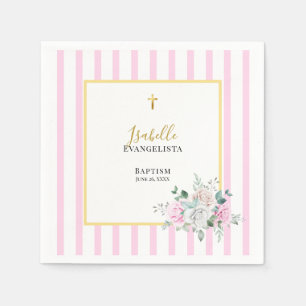 Elegante Roségoldene Florale Taufe Serviette